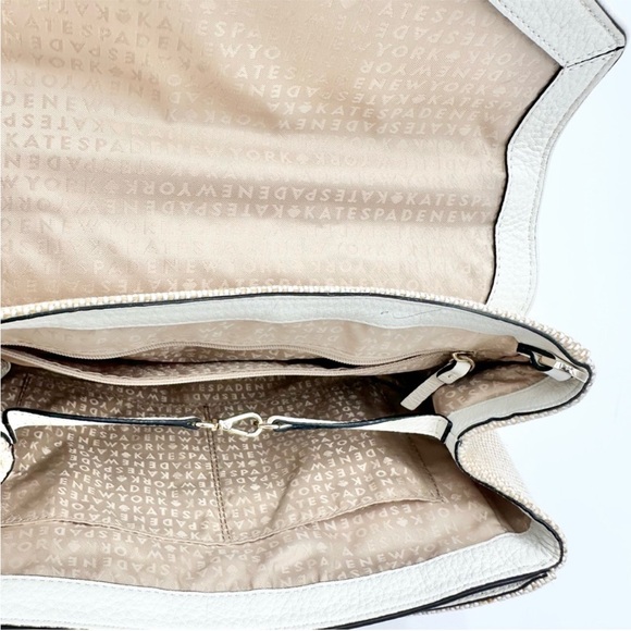 Kate Spade NWOT Tweed and Leather White and Tan with storybook lining and dusty - Picture 3 of 5